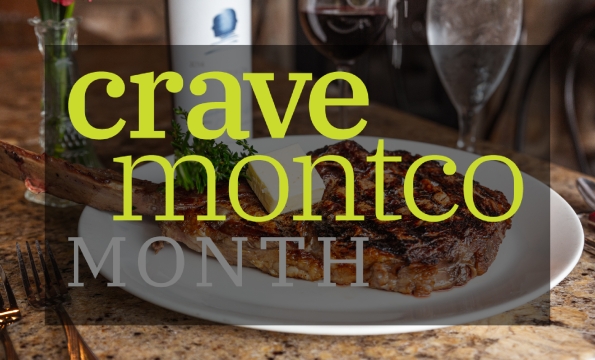 crave montco month logo over image of meat on a plate